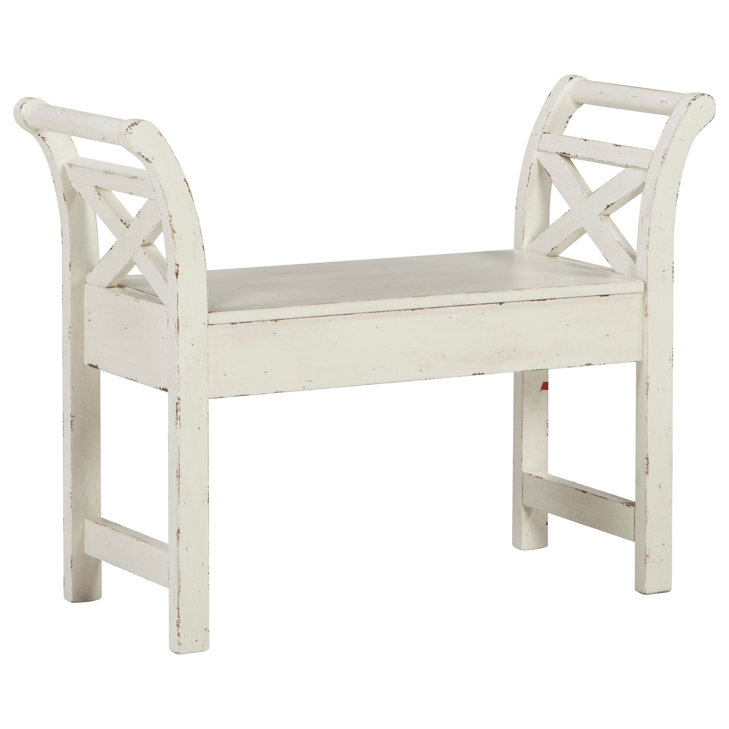 Signature Design by Ashley Heron Ridge A4000036 Antique Finish Accent Bench with Storage Van Hill Furniture Bench Accent Bench